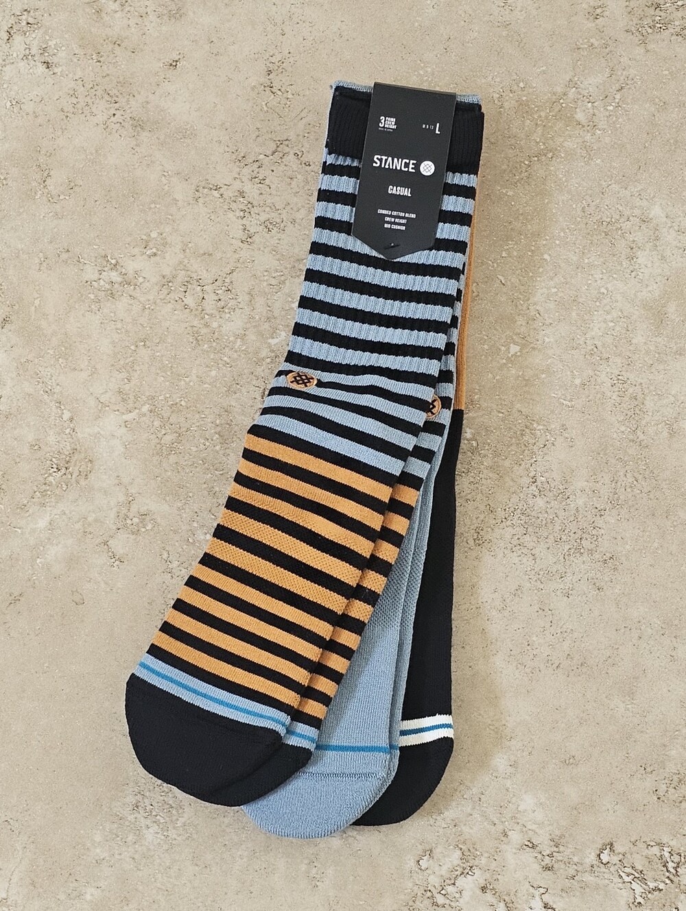 Stance Mens Large Barnacle 3 Pack Casual Combed Cotton Blend Crew Socks NEW